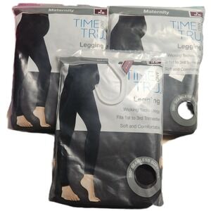 Lot of 3 Time and Tru‎ Maternity Leggings Black Small 4-6 Seamless Wicking NIP